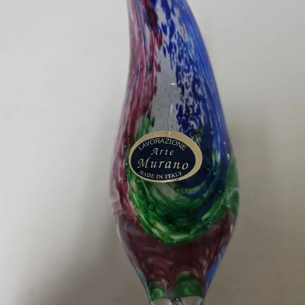 Arte Murano Lavorazione Bird~Controled Bubble Multicolored Art Glass-Italy